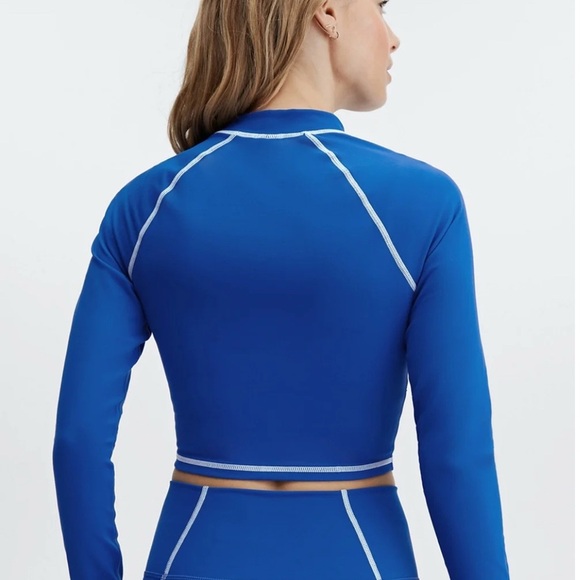 Fabletics blue long sleeve crop top NWOTS, sz Medium - Picture 4 of 4